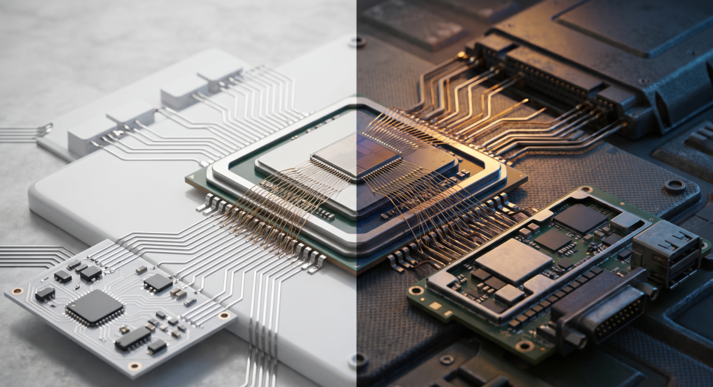 Imagen conceptual de tecnologías de doble uso: chips.