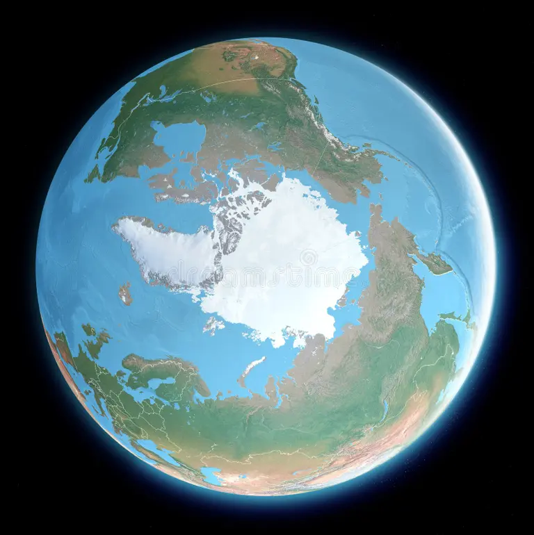Imagen satelital del Ártico.